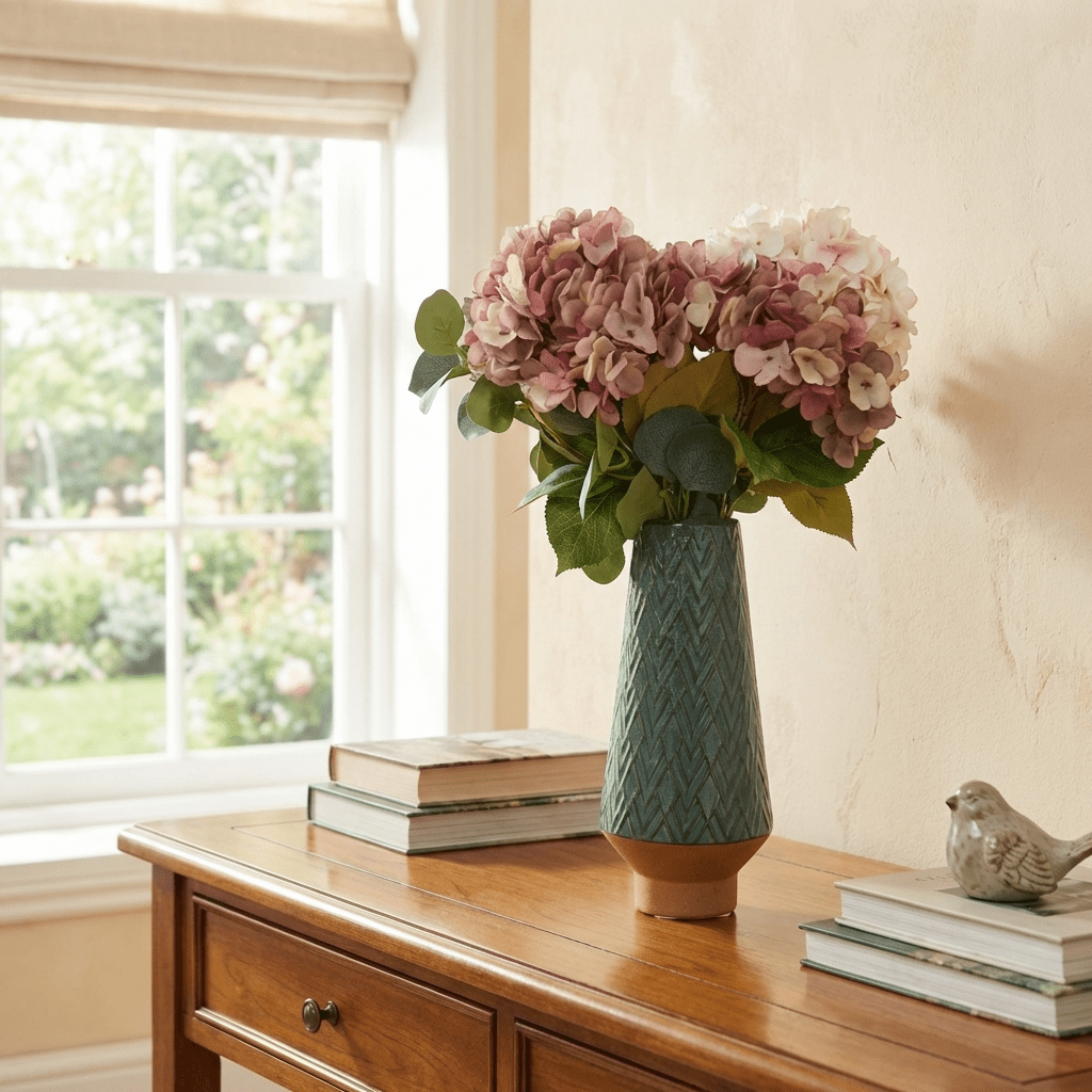 Aranjament floral artificial cu vaza ceramica