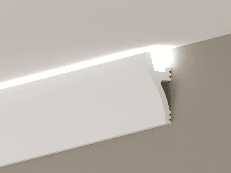 Cornisa decorativa alba din polimer pentru banda LED CHL3070 7×3 x 200 cm