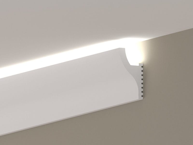Cornisa decorativa alba din polimer pentru banda LED CHL3260 6×3,2 x 200 cm