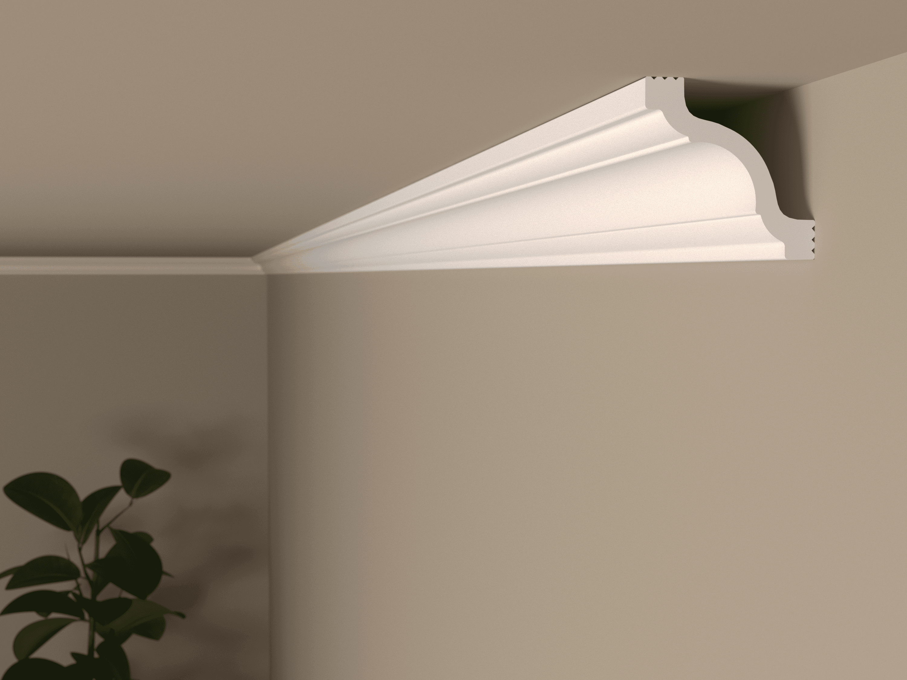 Cornisa decorativa alba din polimer ATENA CHP4545 4,5×4,5 x 200 cm