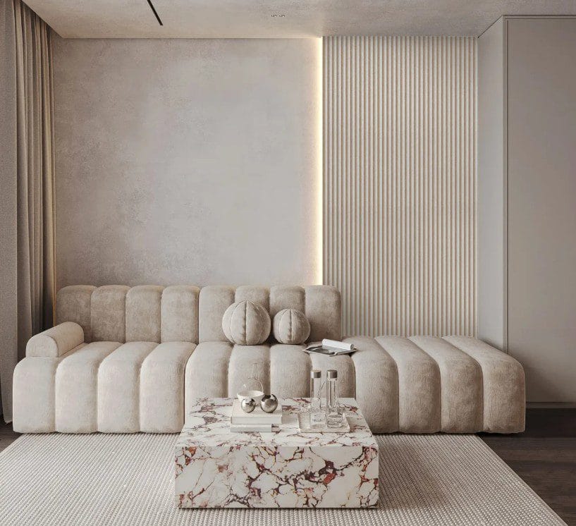 Panou riflat Lamelio 3D premium Gresso din polimer – Ivory Cream 25×1,3×270cm (riflaj)