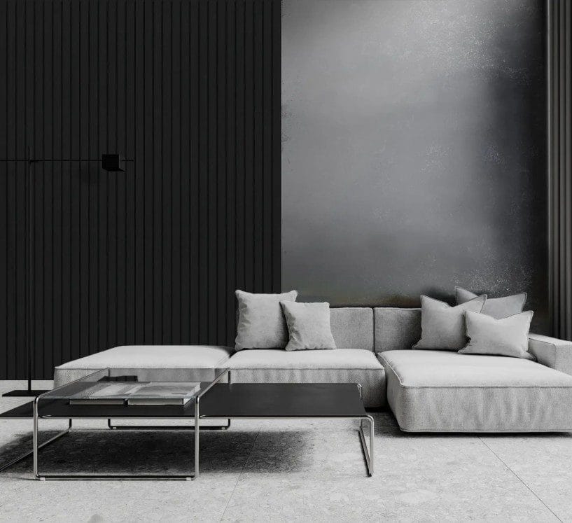 Panou riflat 3D premium Roca din polimer – Onyx Black 25×2×270cm (riflaj)