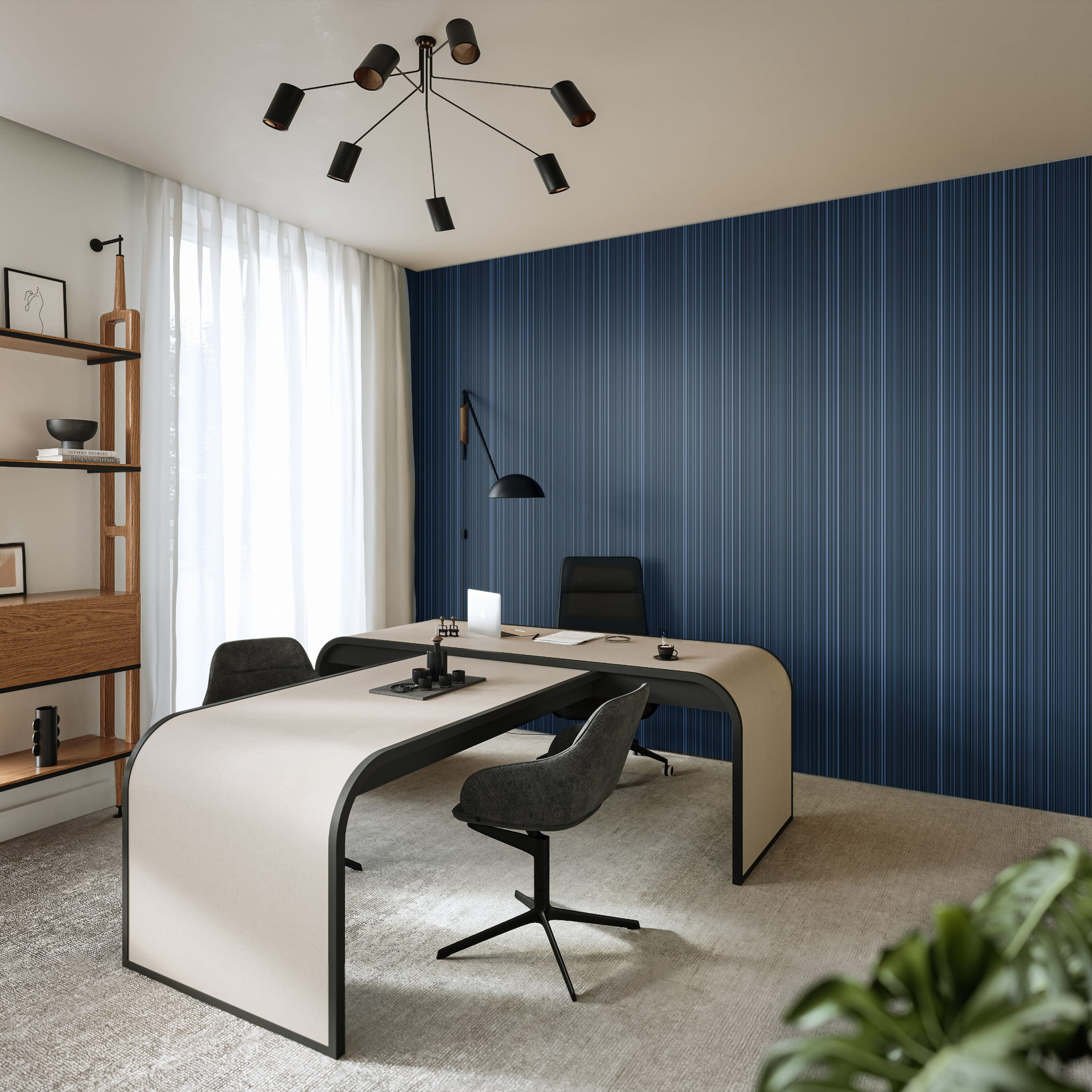 Tapet Premium Vinylpex aspect metalic Harry Glossy Navy Blue W01-055