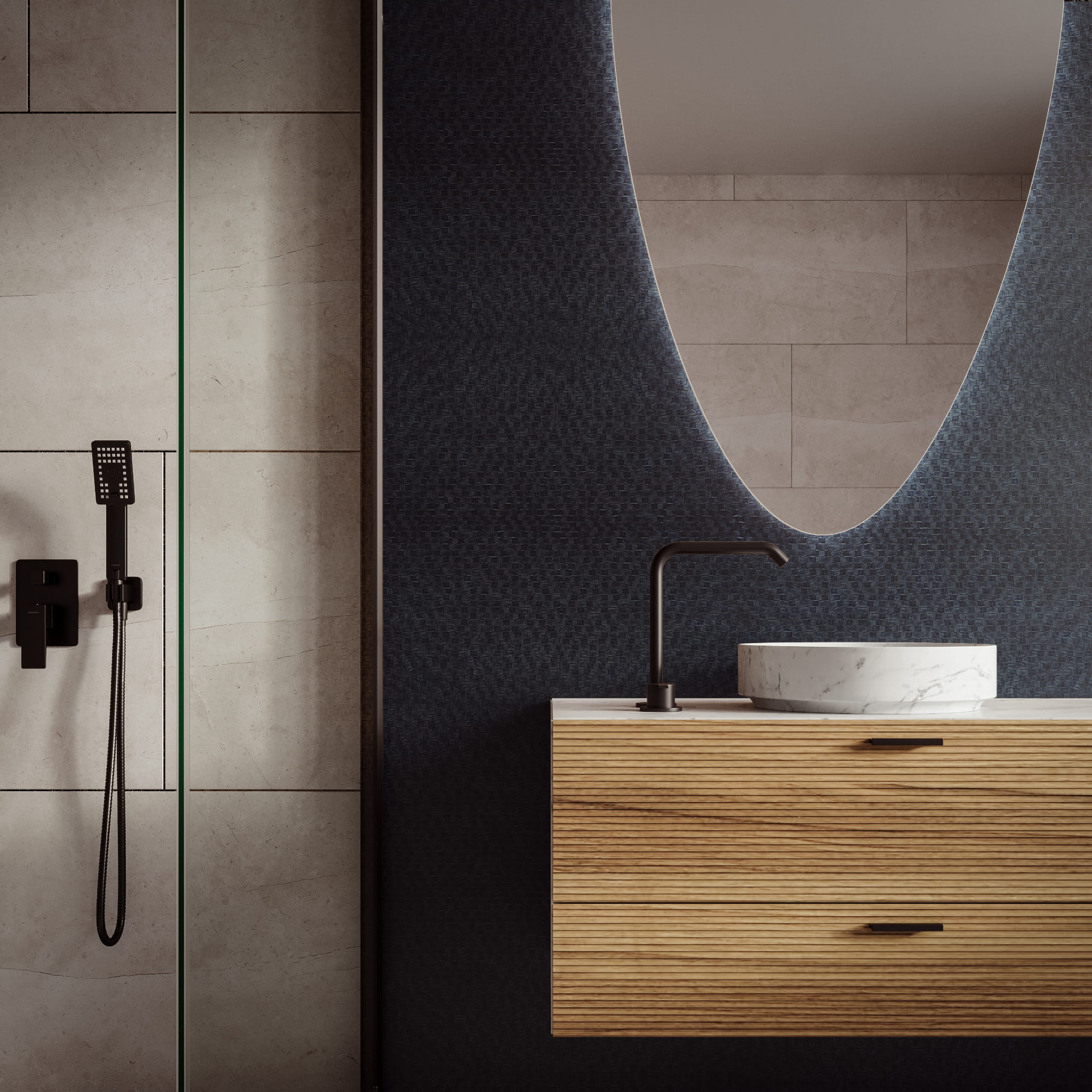 Tapet Premium Vinylpex aspect mozaic Illa Negru W27-05