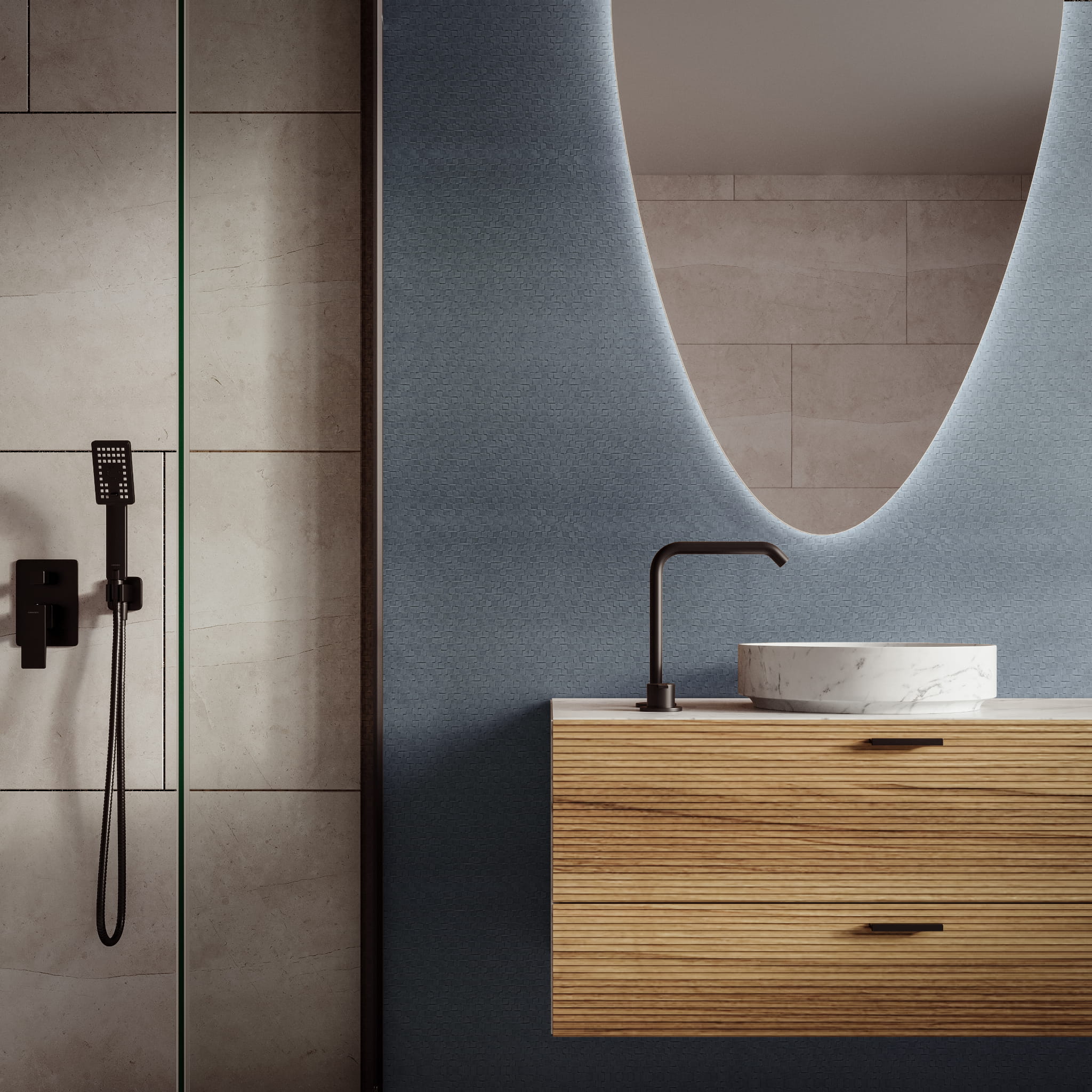 Tapet Premium Vinylpex aspect mozaic Illa Gri Inchis W27-198