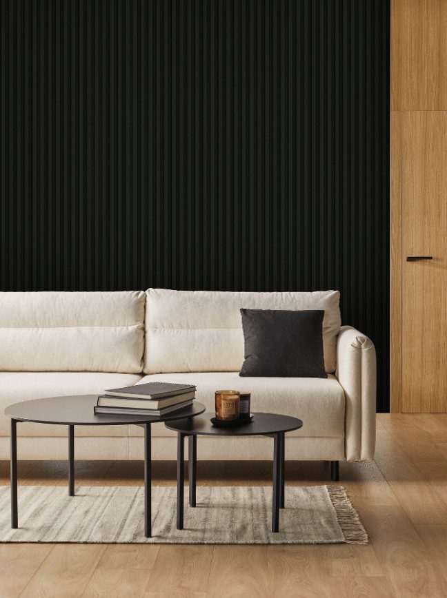 Panou riflat VOX 3D premium Linerio M-Plus Line din polimer – Negru 12,2×1,2×265cm (riflaj)