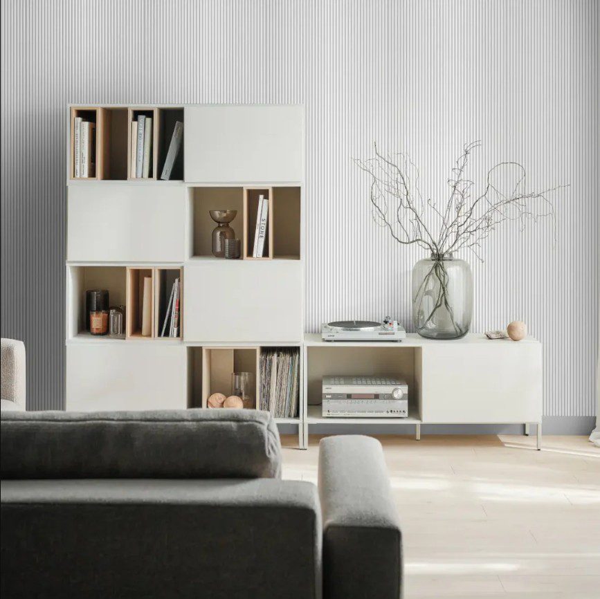 Panou riflat VOX 3D premium Linerio XS-Line din polimer Oval – Alb 30,6×0,9×265cm (riflaj)