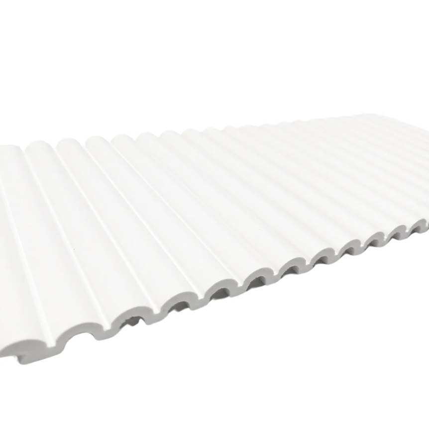 Panou riflat VOX 3D premium Linerio XS-Line din polimer Oval – Alb 30,6×0,9×265cm (riflaj) - imagine 4