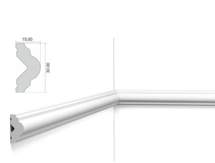 Brau | Profil decorativ alb din polimer  CHP3015 – 3×1,5×200cm