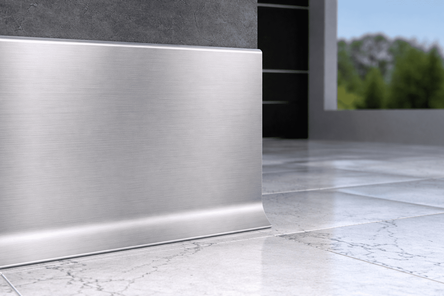 Plinta Metalica Premium Cezar Creativa Aluminiu Andonizat LP100-C0 – Argintiu