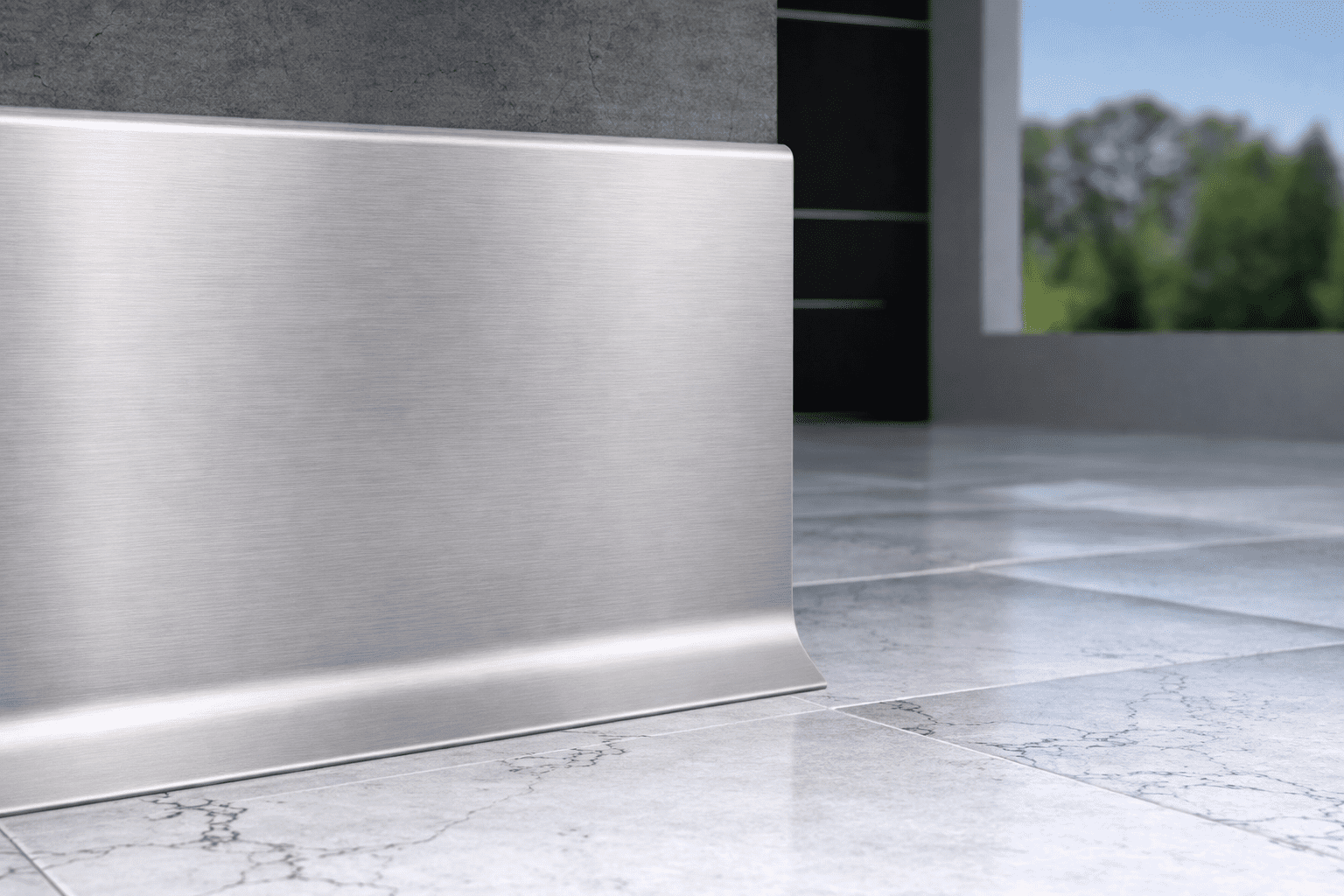 Plinta Metalica Premium Cezar Creativa Aluminiu Periat Andonizat LP100-EC43S – Platina