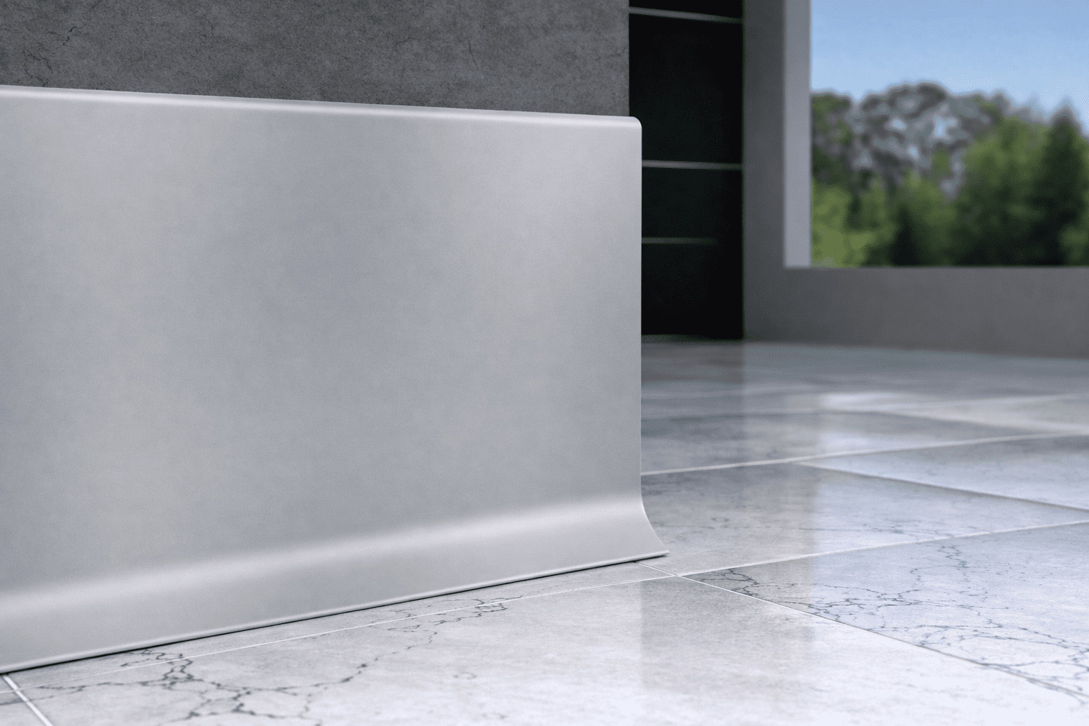 Plinta Metalica Premium Cezar Creativa Aluminiu Vopsit Electrostatic LP100-RAL7035 – Gri Deschis