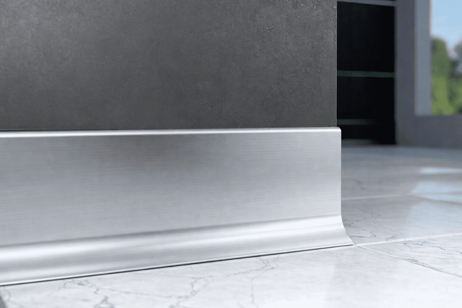 Plinta Metalica Premium Cezar Creativa Aluminiu Andonizat LP59-C0 – Argintiu