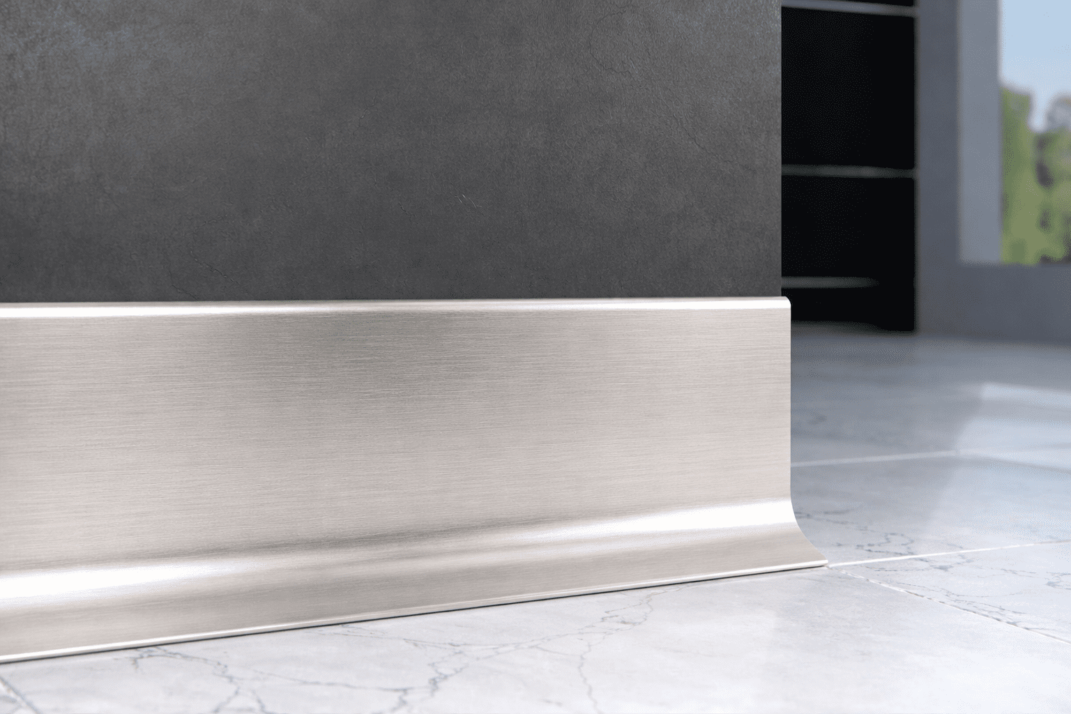 Plinta Metalica Premium Cezar Creativa Aluminiu Periat Andonizat LP59-EC43S – Platina