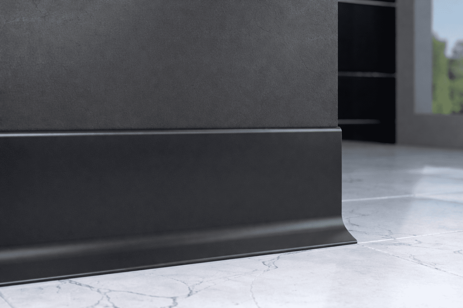 Plinta Metalica Premium Cezar Creativa Aluminiu Vopsit Electrostatic LP59-RAL7021 – Gri Inchis ( Antracit)