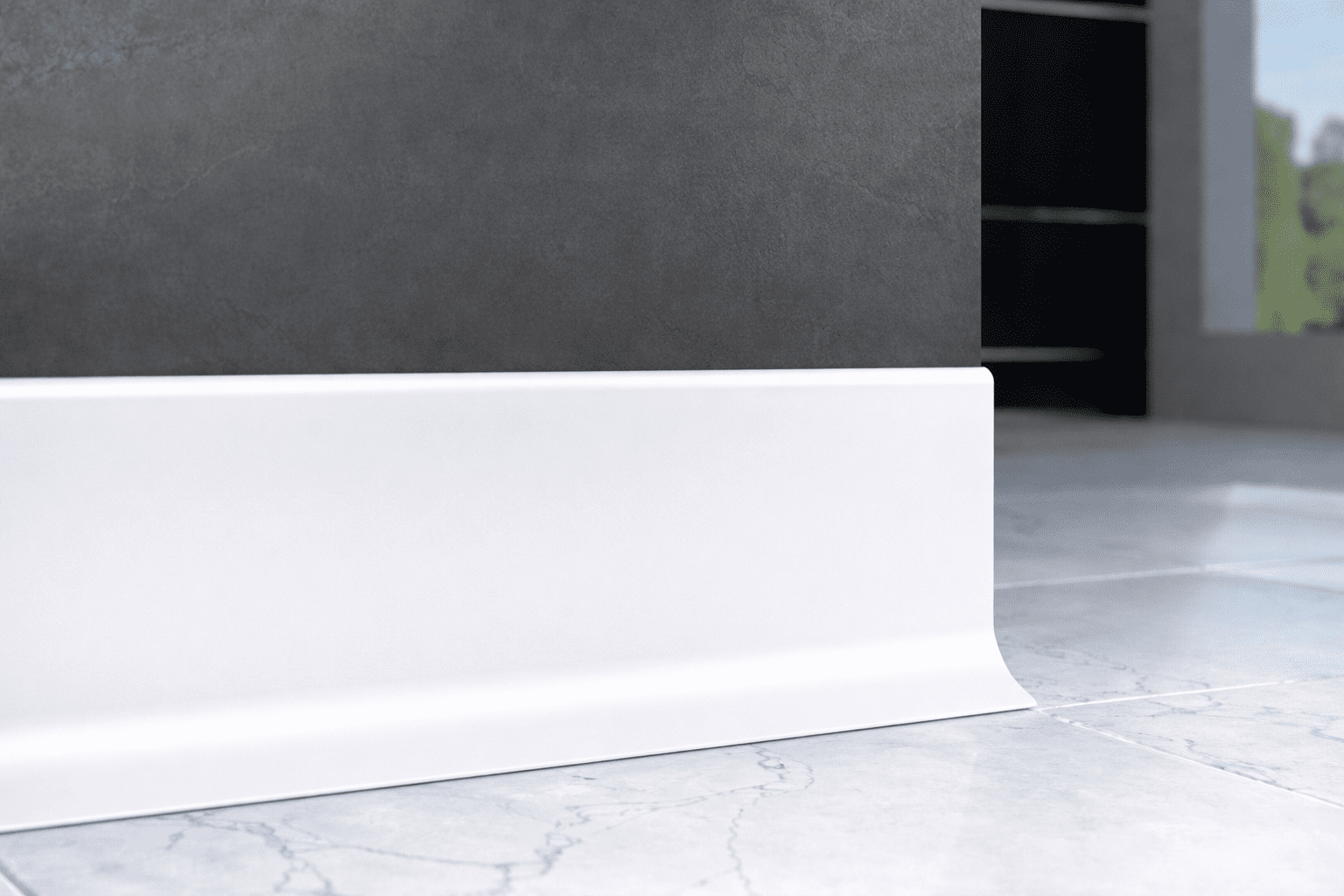 Plinta Metalica Premium Cezar Creativa Aluminiu Vopsit Electrostatic LP59-RAL9003 – Alb