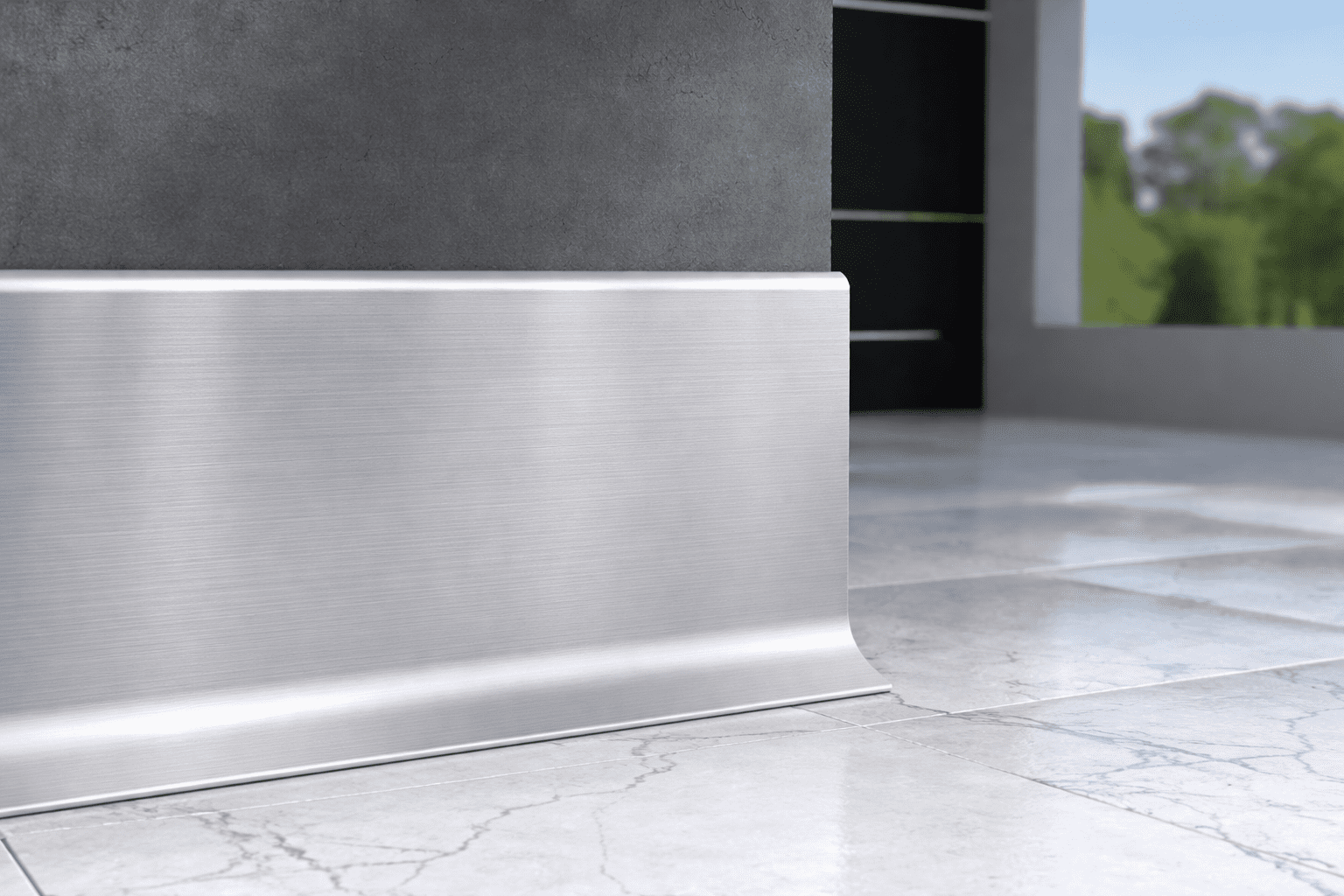 Plinta Metalica Premium Cezar Creativa Aluminiu Andonizat LP80-C0 – Argintiu