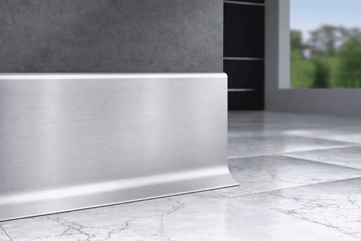 Plinta Metalica Premium Cezar Creativa Aluminiu Periat Andonizat LP80-E43S – Platina