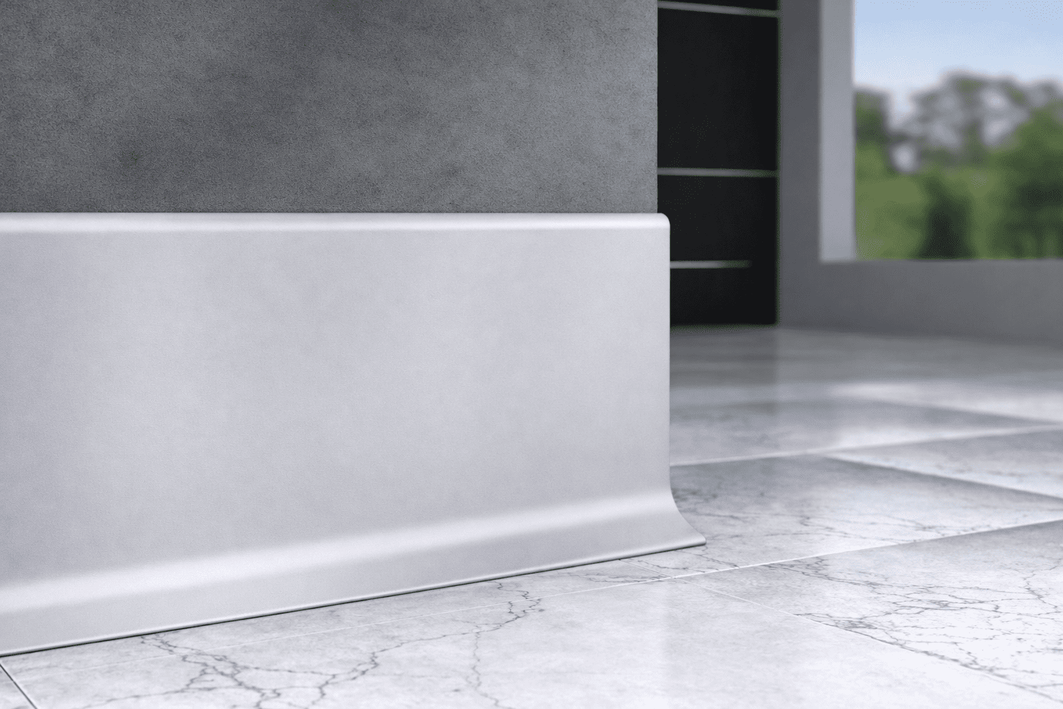 Plinta Metalica Premium Cezar Creativa Aluminiu Vopsit Electrostatic LP80-RAL7035 – Gri Inchis ( Atracit)