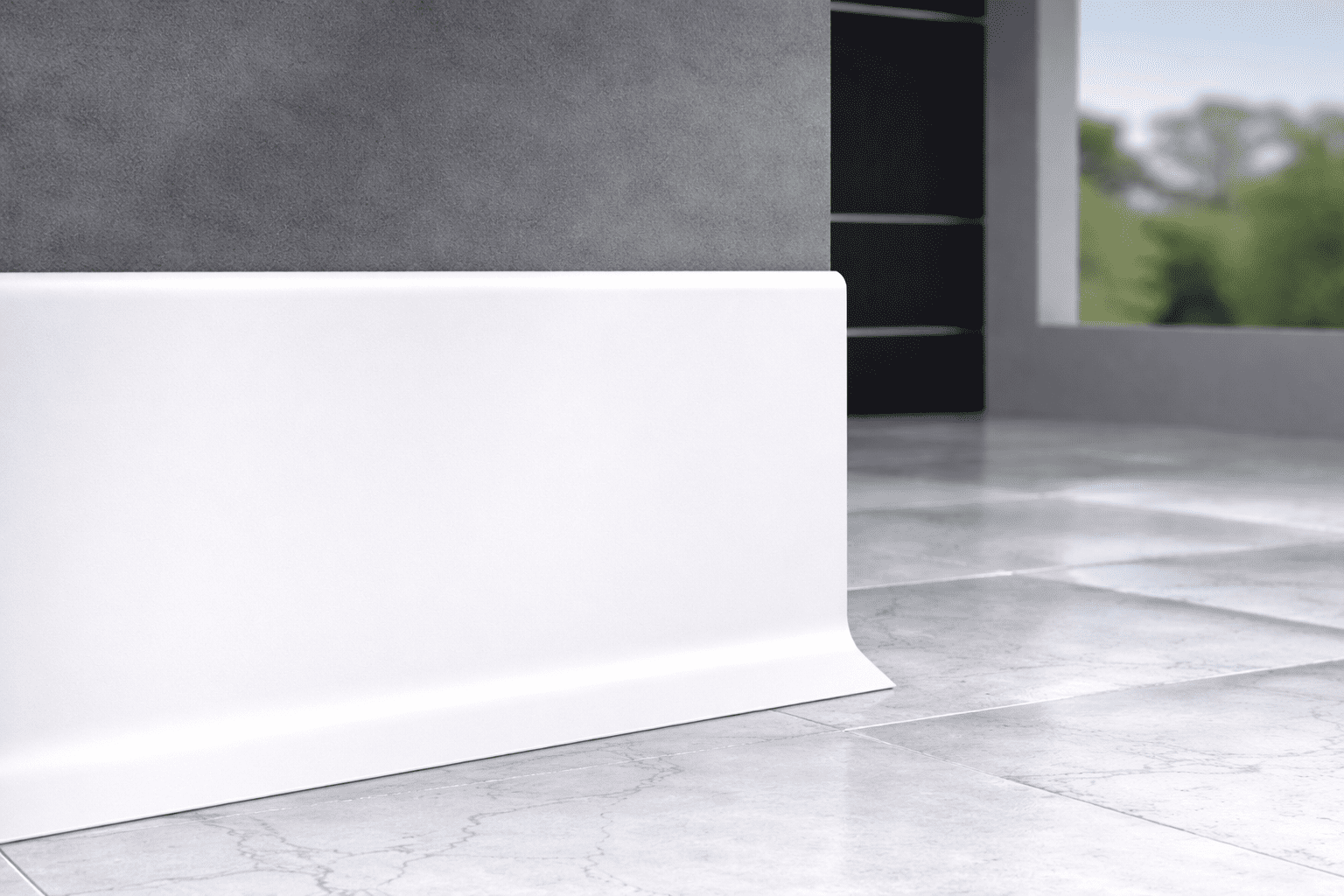 Plinta Metalica Premium Cezar Creativa Aluminiu Vopsit Electrostatic LP80-RAL9003 – Alb